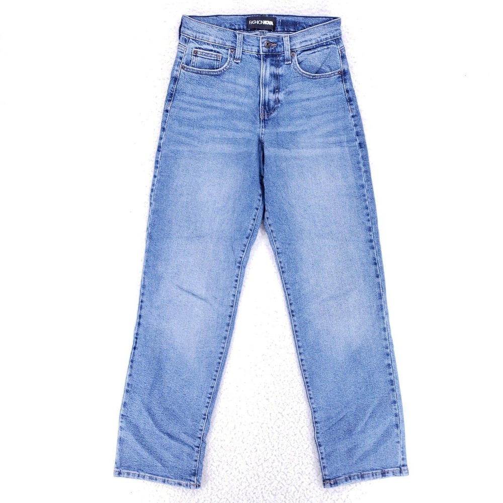 Fashion Nova Jean Denim Cotton Women SZ 3 Blue Straight Stretch VTG Mid Rise 90s